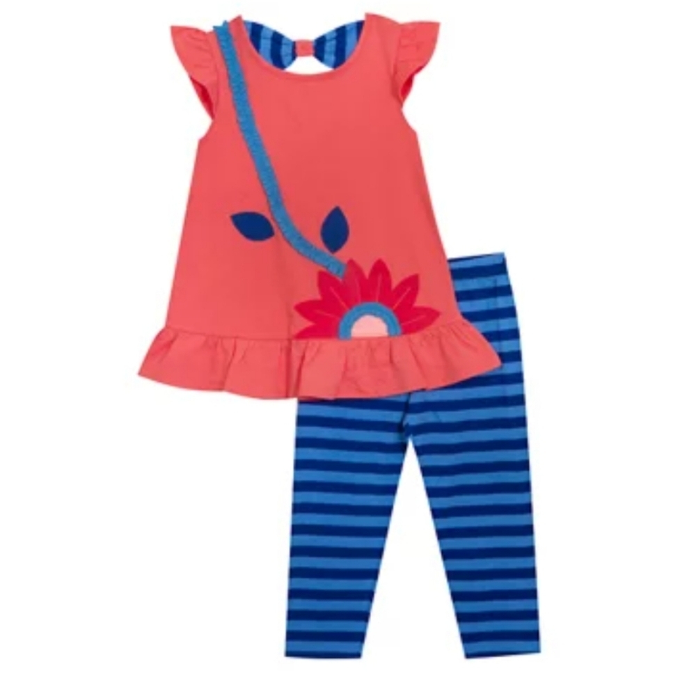 2 Piece Rare Editions Coral and Blue Outfit 3-6 months NWTs - Picture 1 of 7